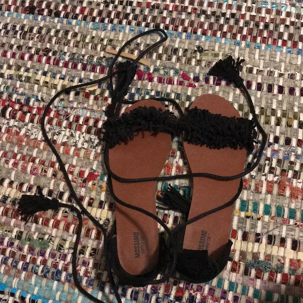 Black strappy sandals size 6 women’s (WORN ONCE)